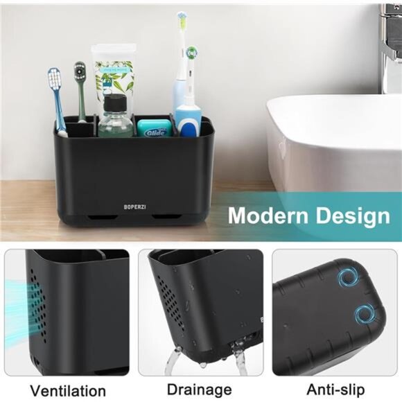 Bathroom Toothbrush Holder Large Toothpaste Organizer Storage Electric Anti Slip - Picture 6 of 7